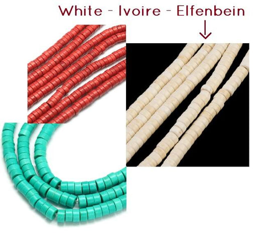 Kaufen Sie Perlen in Deutschland Heishi White Turquoise Reconstituted Beads 4x2mm 39cm (verkauft; 1 Strang)