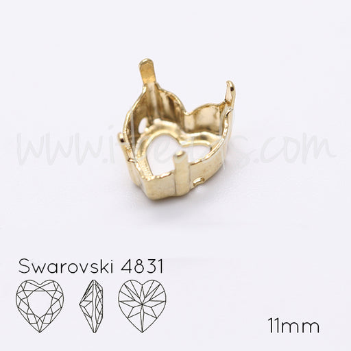 Kaufen Sie Perlen in Deutschland Aufnähfassung für Swarovski 4831 Herz 11mm gold-plattiert (2)