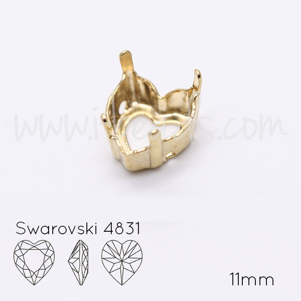Aufnähfassung für Swarovski 4831 Herz 11mm gold-plattiert (2)