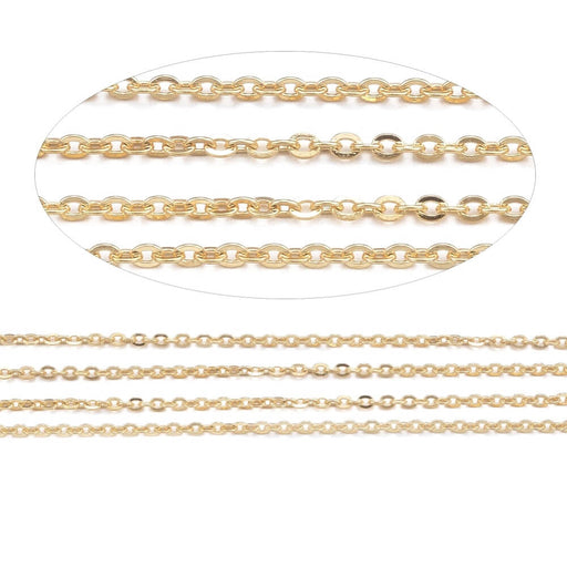 Kaufen Sie Perlen in Deutschland Extra feine Edelstahlketten, Goldfarbe, 1,1x0,3 mm (50cm)