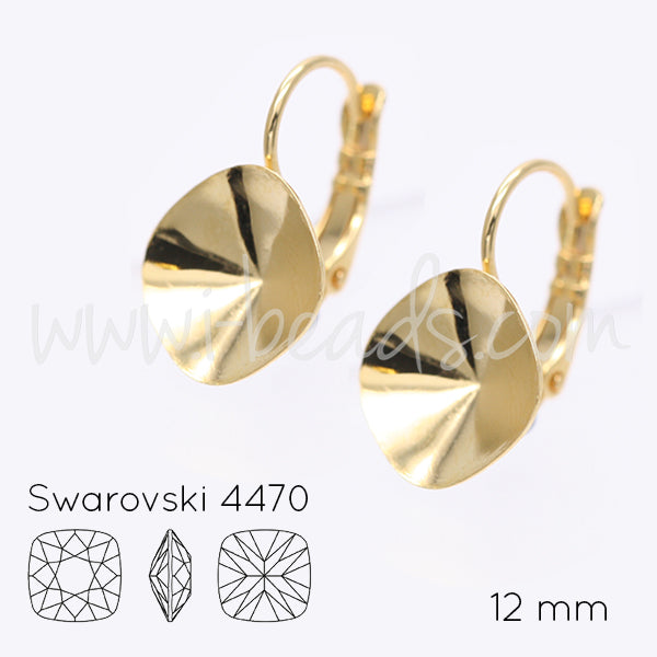 Vertiefte Ohrringfassung für Swarovski 4470 12mm gold-plattiert (2)