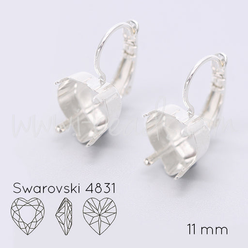 Kaufen Sie Perlen in Deutschland Ohrringfassung für Swarovski 4831 Herz 11mm silber-plattiert (2)