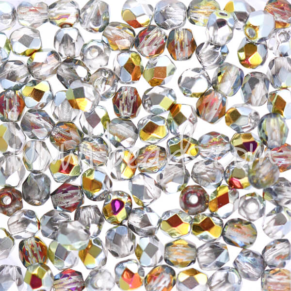 Glasschliffperlen silver crystal ab 4mm (100)