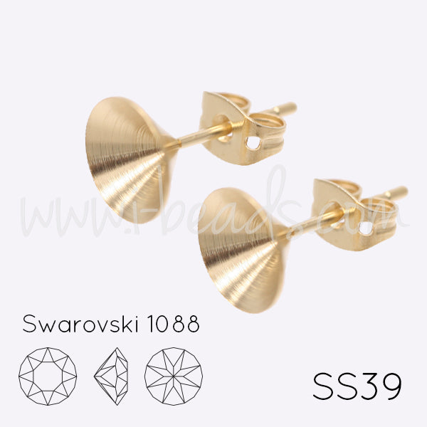 Vertiefte Ohrsteckerfassung für Swarovski 1088 SS39 gold-plattiert (2)