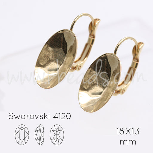 Kaufen Sie Perlen in Deutschland Vertiefte Ohrringfassung für Swarovski 4120 18x13mm gold-plattiert (2)