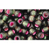 cc2204 - Toho rocailles perlen 6/0 silver lined frosted olivine/pink (10g)