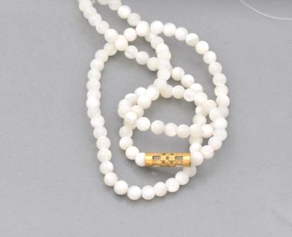 Perlen rund perlenstrang Perlmutt weiss 4mm, loch 0.8mm (1)
