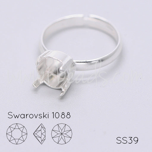 Verstellbare Ringfassung für Swarovski 1088 SS39 silber-plattiert (1)