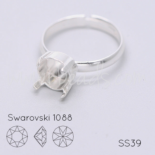 Verstellbare Ringfassung für Swarovski 1088 SS39 silber-plattiert (1)