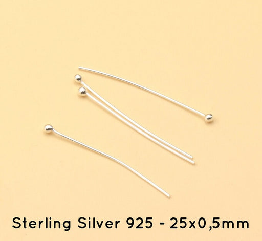 Kaufen Sie Perlen in Deutschland Kugelkopfnägel - Silber 925 - 25x0,5mm (4)