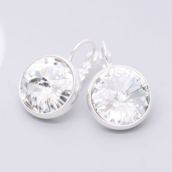 Ohrringfassung für Swarovski 1122 Rivoli 14mm silber-plattiert (2)