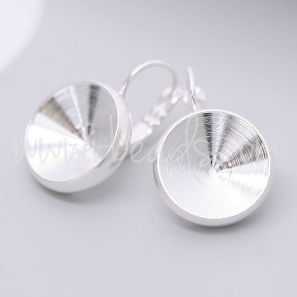 Ohrringfassung für Swarovski 1122 Rivoli 14mm silber-plattiert (2)