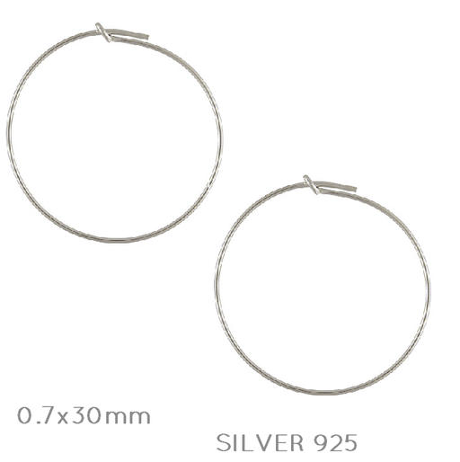 Kaufen Sie Perlen in Deutschland Sterling Silber Aufreih- Creolen 0.7x30mm (2)