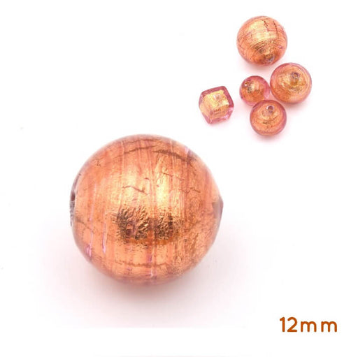 Kaufen Sie Perlen in Deutschland Murano Glasperle Rund cuivre und Gold 12mm (1)