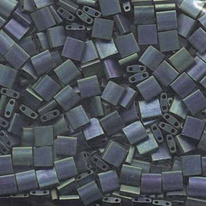 Cc2064 - miyuki tila perlen mat metal blue green 5mm (25 beads)