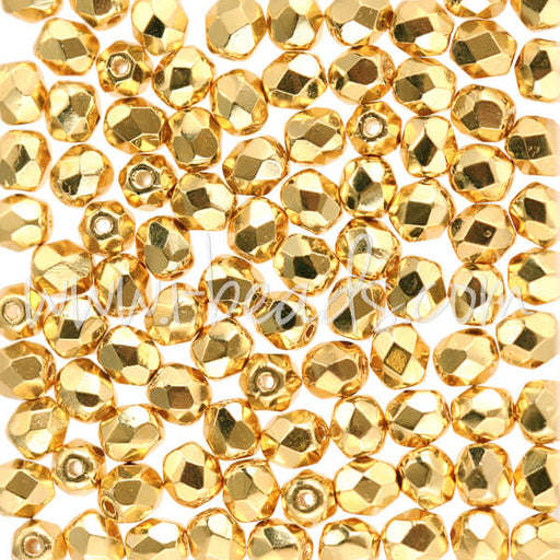 Kaufen Sie Perlen in Deutschland Glasschliffperlen gold plated 24k 4mm (100)