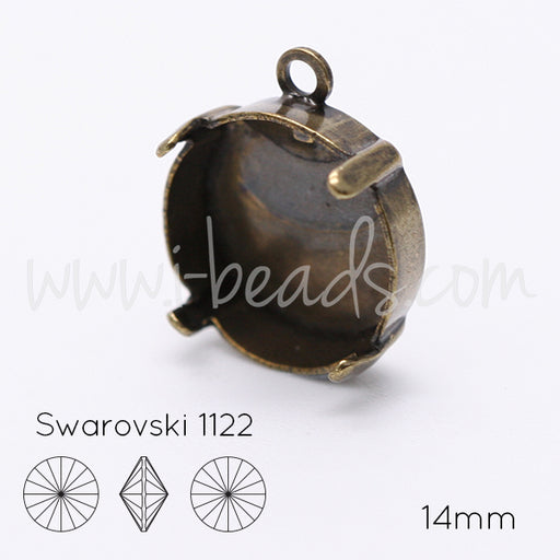 Anhängerfassung für Swarovski 1122 Rivoli 14mm Messing (1)
