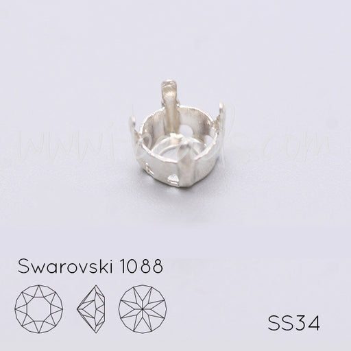 Aufnähfassung für Swarovski 1088 SS34 silber-plattiert (4)