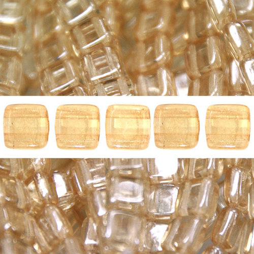 2 Loch Perlen CzechMates tile luster transparent champagne 6mm (50)