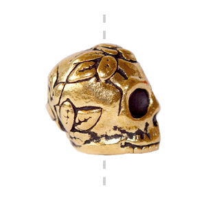 Totenkopfperle 10mm antik vergoldet (1)