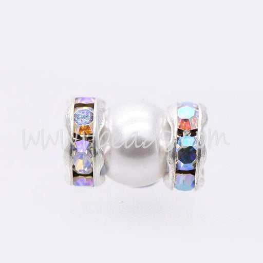Strass rondell crystal ab aus silberfarbenem metall 6mm (2)