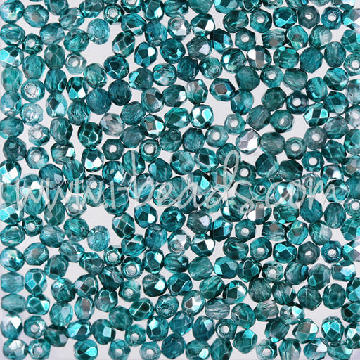 Kaufen Sie Perlen in Deutschland Glasschliffperlen mirror teal 2mm (50)