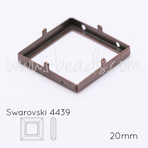 Aufnähfassung für Swarovski 4439 Cosmic Square 20mm Kupfer (1)
