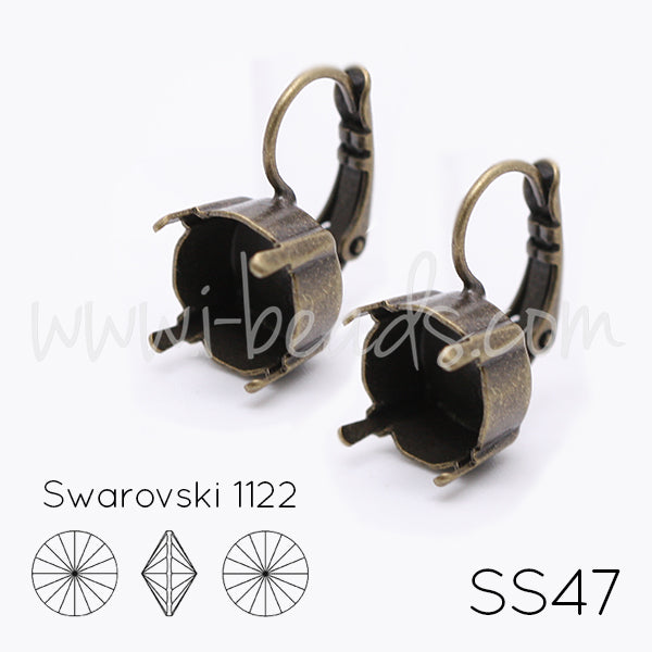 Ohrringfassung für Swarovski 1122 Rivoli SS47 Messing (2)