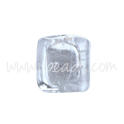 Kaufen Sie Perlen in Deutschland Murano Glasperle Würfel Kristall und Silber 6mm (1)