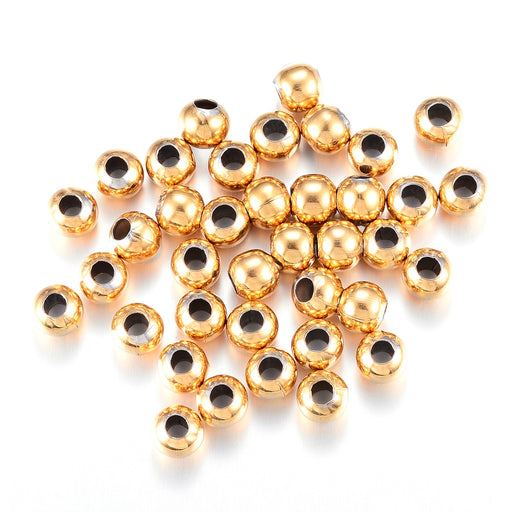 Kaufen Sie Perlen in Deutschland Runde Perlen aus Edelstahl, Gold, 4mm - lochgrosse: 1,5 (25)