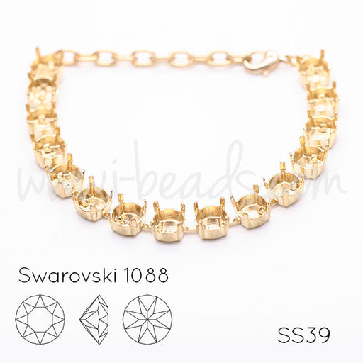 Armbandfassung für 15 Swarovski 1088 SS39 gold-plattiert (1)