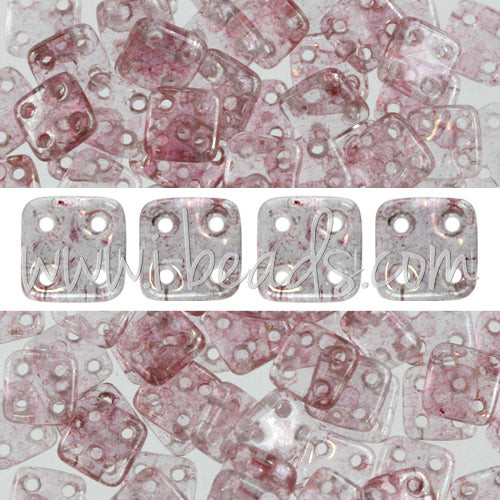 4 Loch Perlen CzechMates QuadraTile 6mm Luster Transparent Topaz Pink (10g)