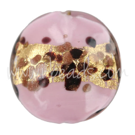 Kaufen Sie Perlen in Deutschland Murano Glasperle Linse Pink Leopard 20mm (1)
