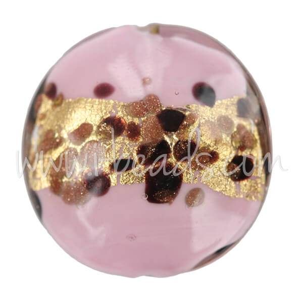 Murano Glasperle Linse Pink Leopard 20mm (1)