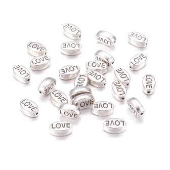 Perlen LOVE Silber Metall 11mm (1)