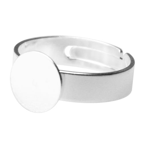 Kaufen Sie Perlen in Deutschland Ring mit Platte Verstellbar 10mm Silberfarben (1)