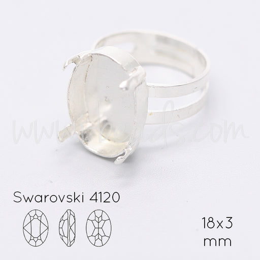 Verstellbare Ringfassung für Swarovski 4120 18x13mm silber-plattiert (1)