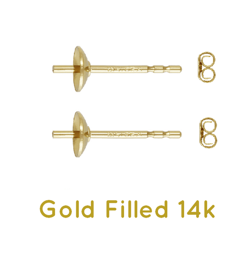 Ohrstecker mit Aufsatz für 4-6mm Perlen Gold Filled (2)