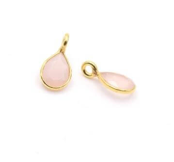 Kaufen Sie Perlen in Deutschland kleiner rosa Quarzanhänger mit Fassung aus Vermeil 15x8mm (1)