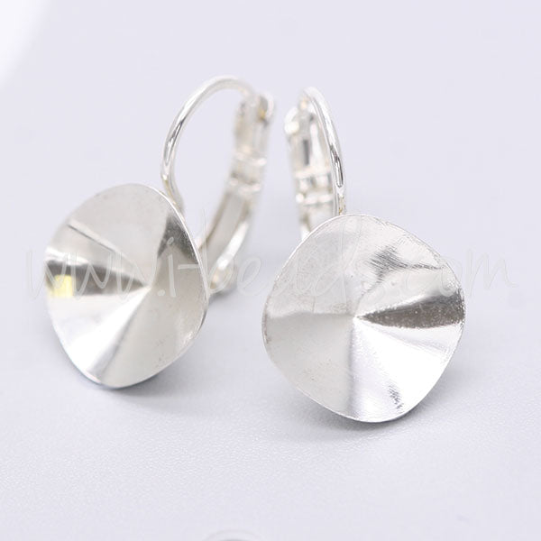 Vertiefte Ohrringfassung für Swarovski 4470 12mm silber-plattiert (2)