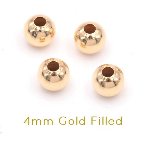 Runde Perlen Gold-gefüllt 4mm - loch : 1.4mm (4)