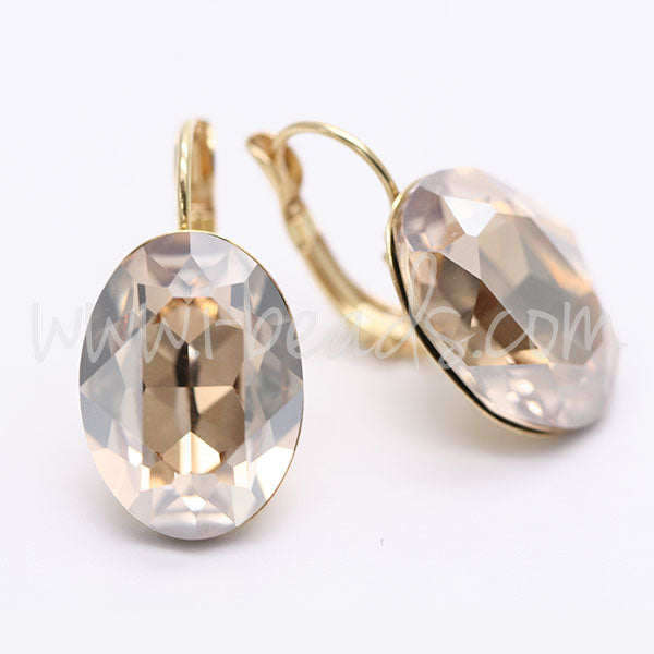 Vertiefte Ohrringfassung für Swarovski 4120 18x13mm gold-plattiert (2)