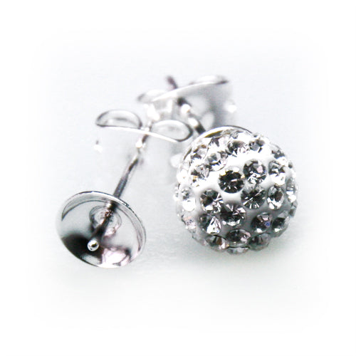 Ohrstecker mit Aufsatz für 8mm Perlen Silberfarben (2)