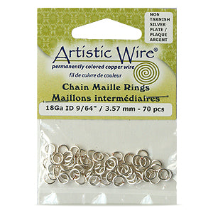 70 Artistic Wire chain-maille-ringe versilbert mit anlaufschutz 18 kaliber 3.57mm (1)