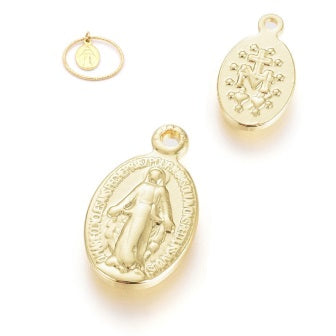 Kaufen Sie Perlen in Deutschland Anhänger ovale Medaille mit der Jungfrau Maria, vergoldet Qualität, 11x8mm (1)