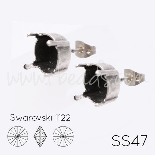 Kaufen Sie Perlen in Deutschland Ohrsteckerfassung für Swarovski 1122 SS47 antik silber-plattiert (2)