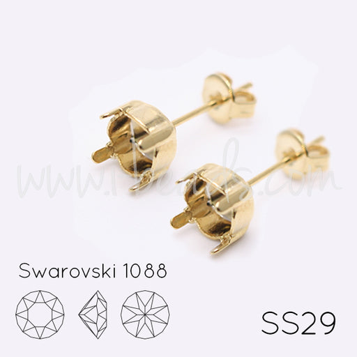 Ohrsteckerfassung für Swarovski 1088 SS29 gold-plattiert (2)