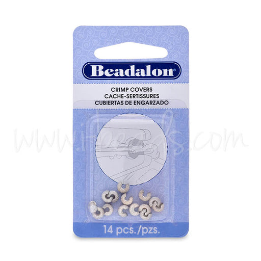Kaufen Sie Perlen in Deutschland 14 Quetschperlenabdeckungen Glitter Silberfarben 4mm (1)