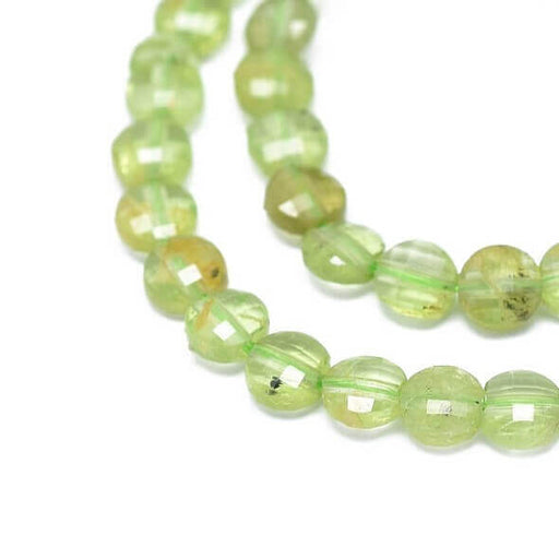 Facettierte flache runde Perlen in natürlichem Peridot 3,5 mm - Loch: 0,6 mm (20)