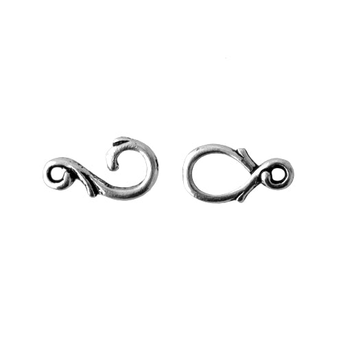Kaufen Sie Perlen in Deutschland Hakenverschluss-Set Rebenmuster Silberfarben 13+12mm (1)